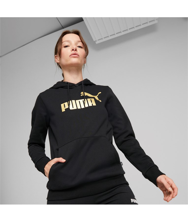 Ženski športni pulover s kapuco PUMA ESS+ Metallic Logo Hoodie