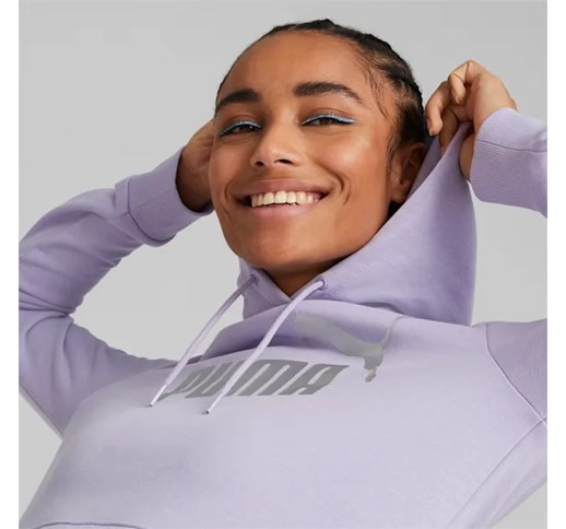 Ženski športni pulover s kapuco PUMA ESS+ Cropped Metallic Logo Hoodi